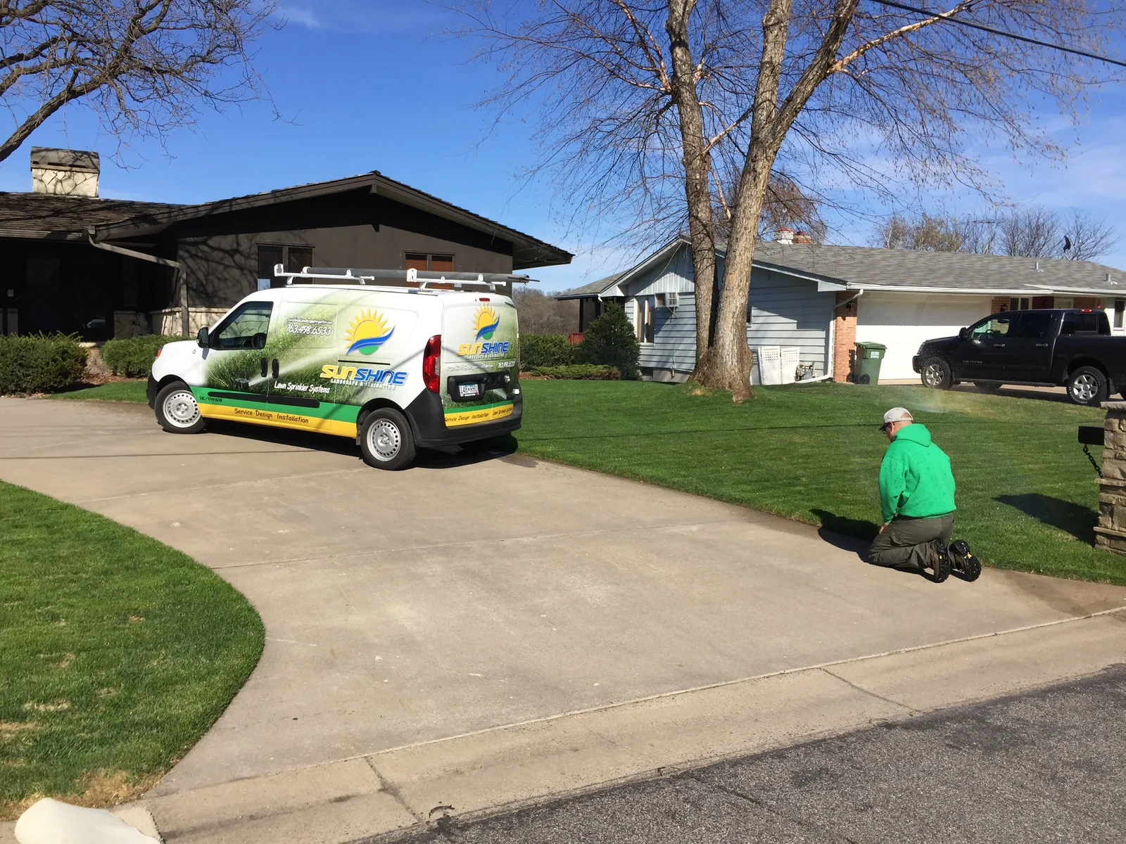 Sunshine Sprinkler van at a customer's property